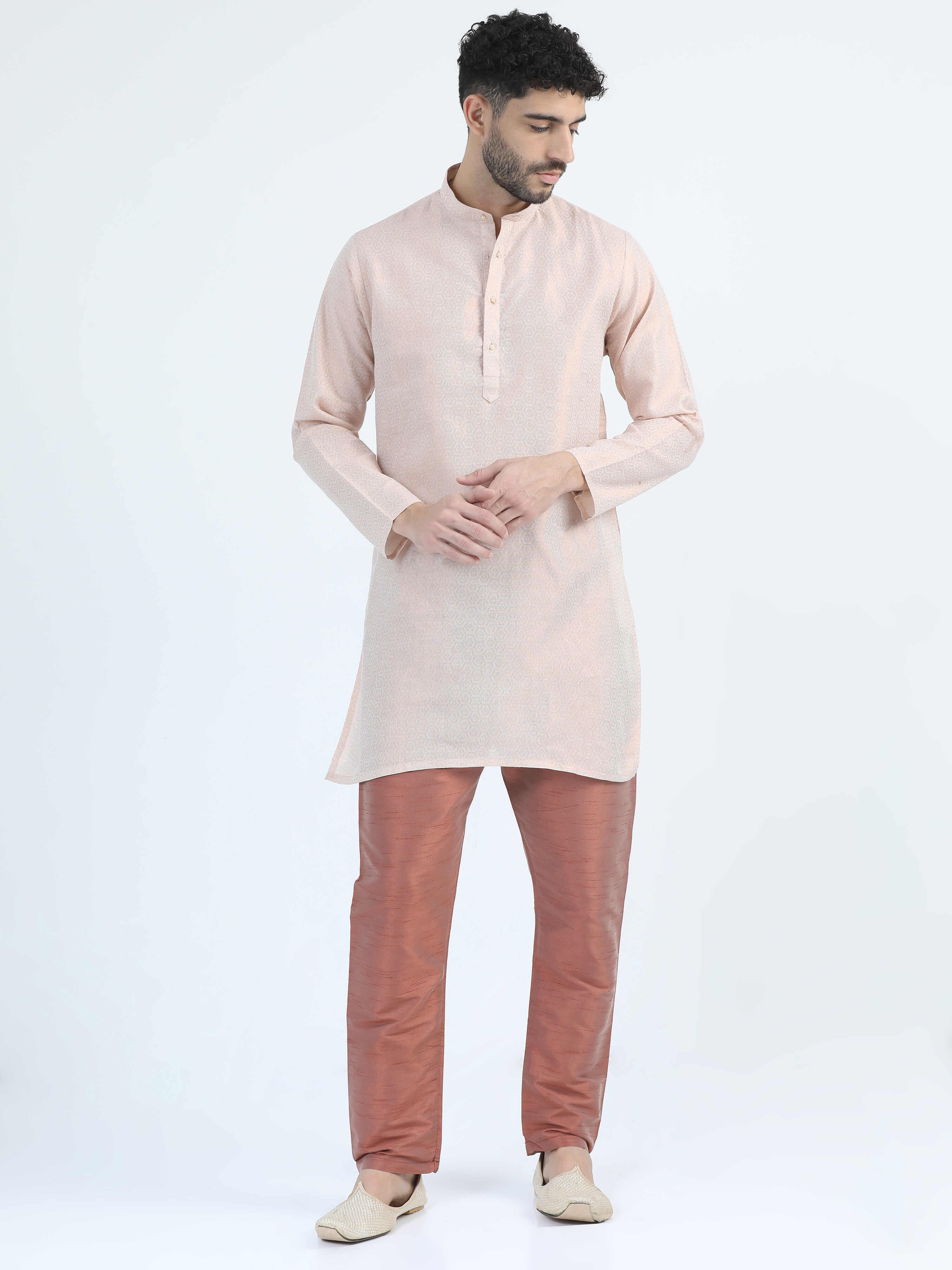 Quality Name-Tissu Copper Jacquard Kurtha and Pant