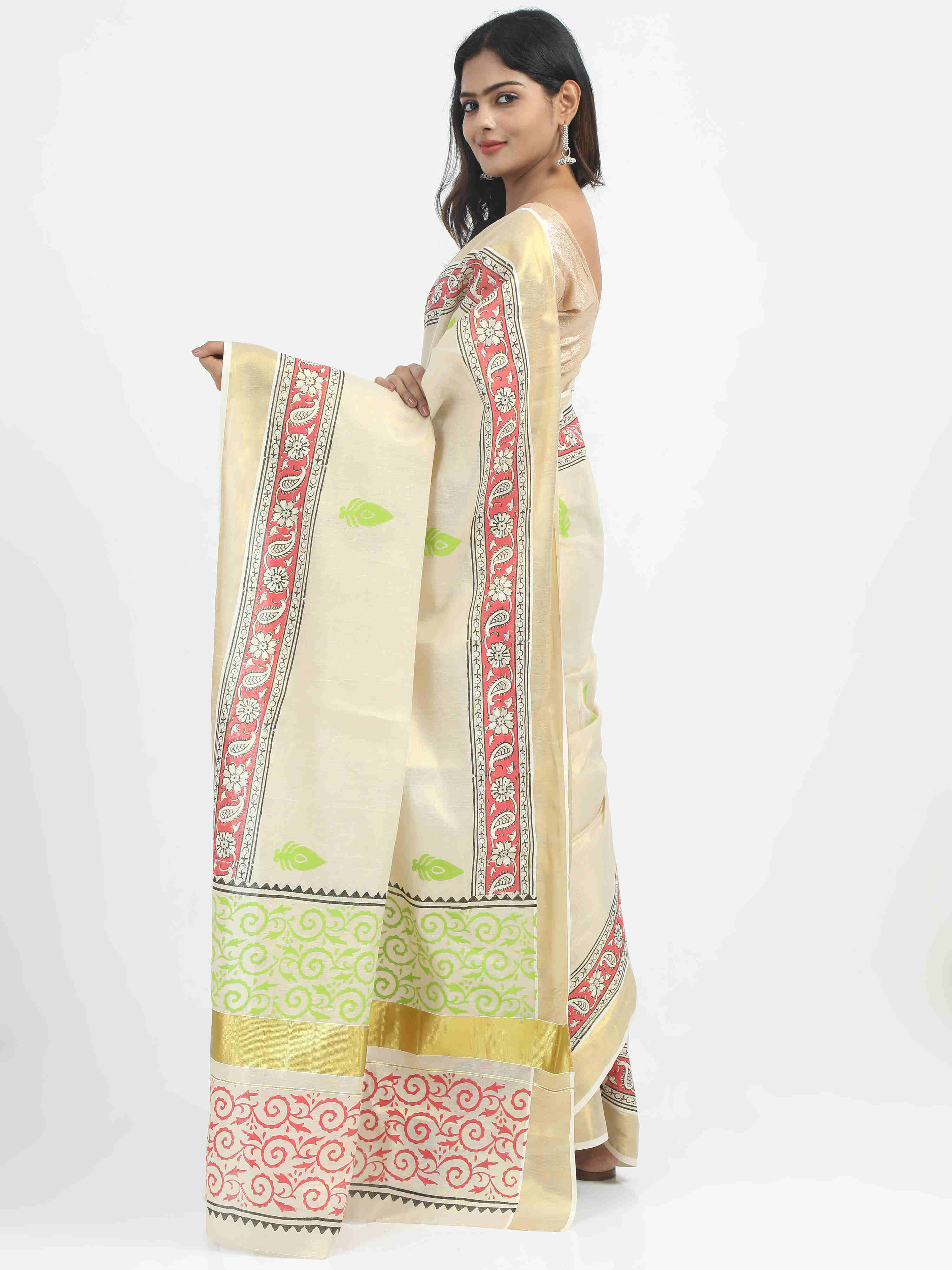 Abinaya Tissue Handprint Saree