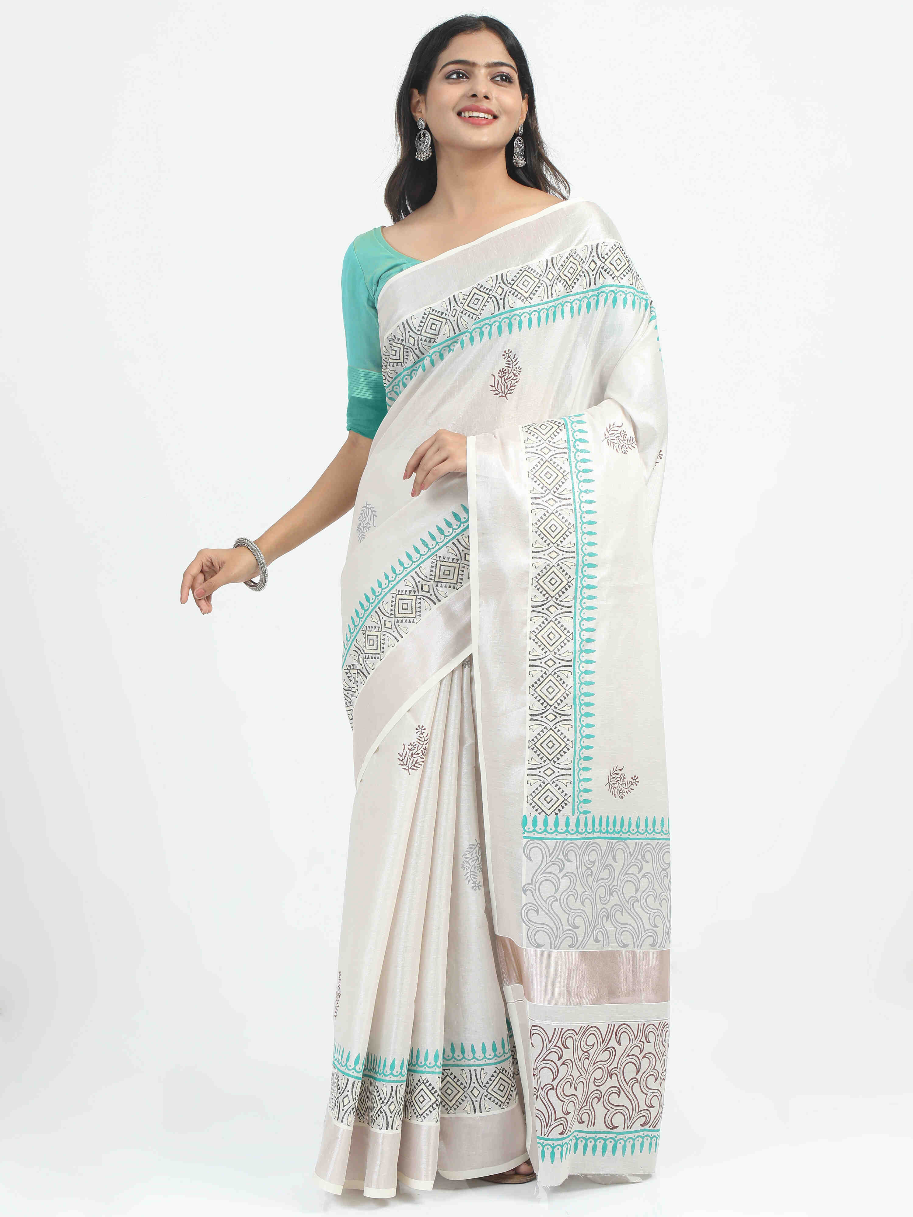 Abinaya Tissue Handprint Saree
