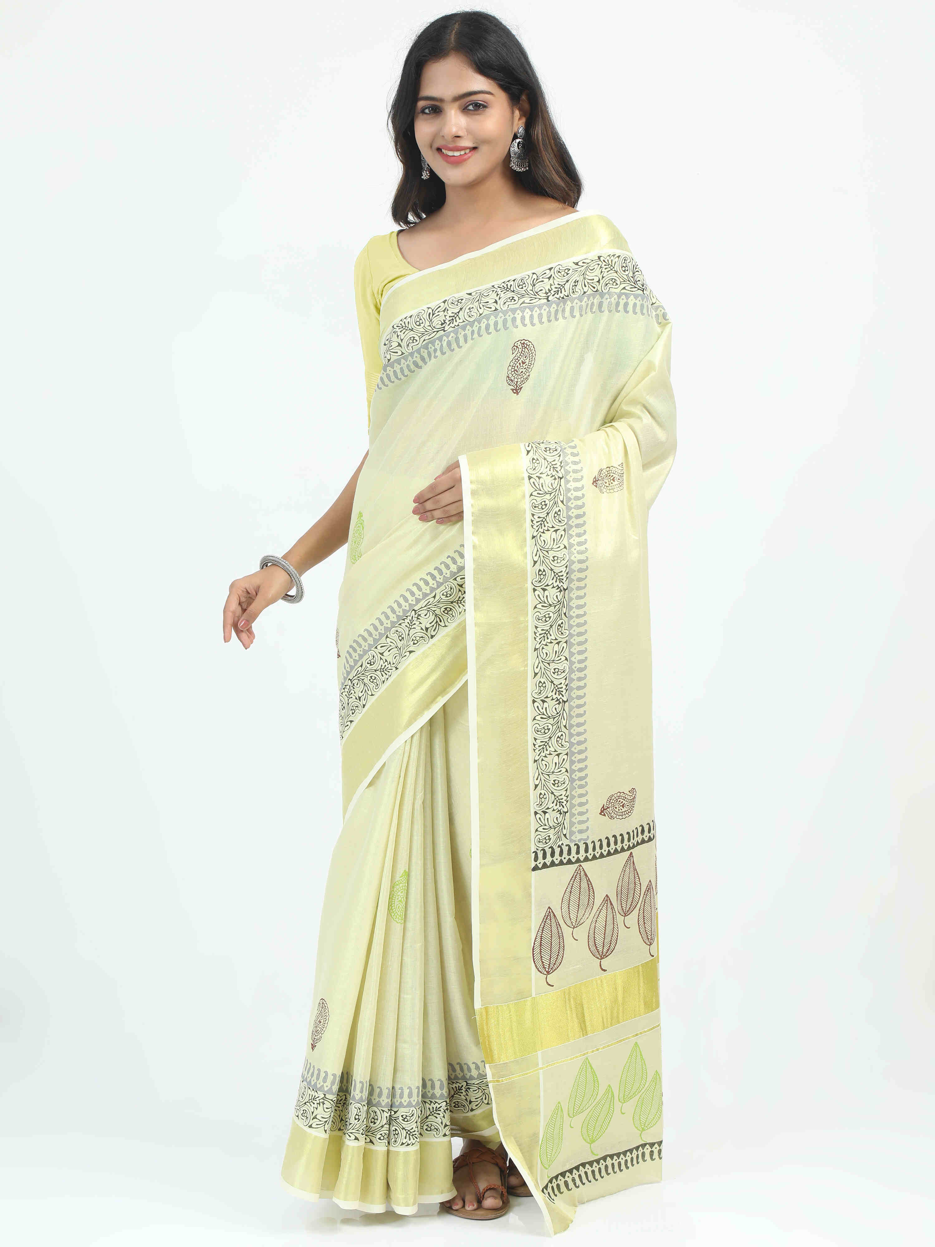 Abinaya Tissue Handprint Saree