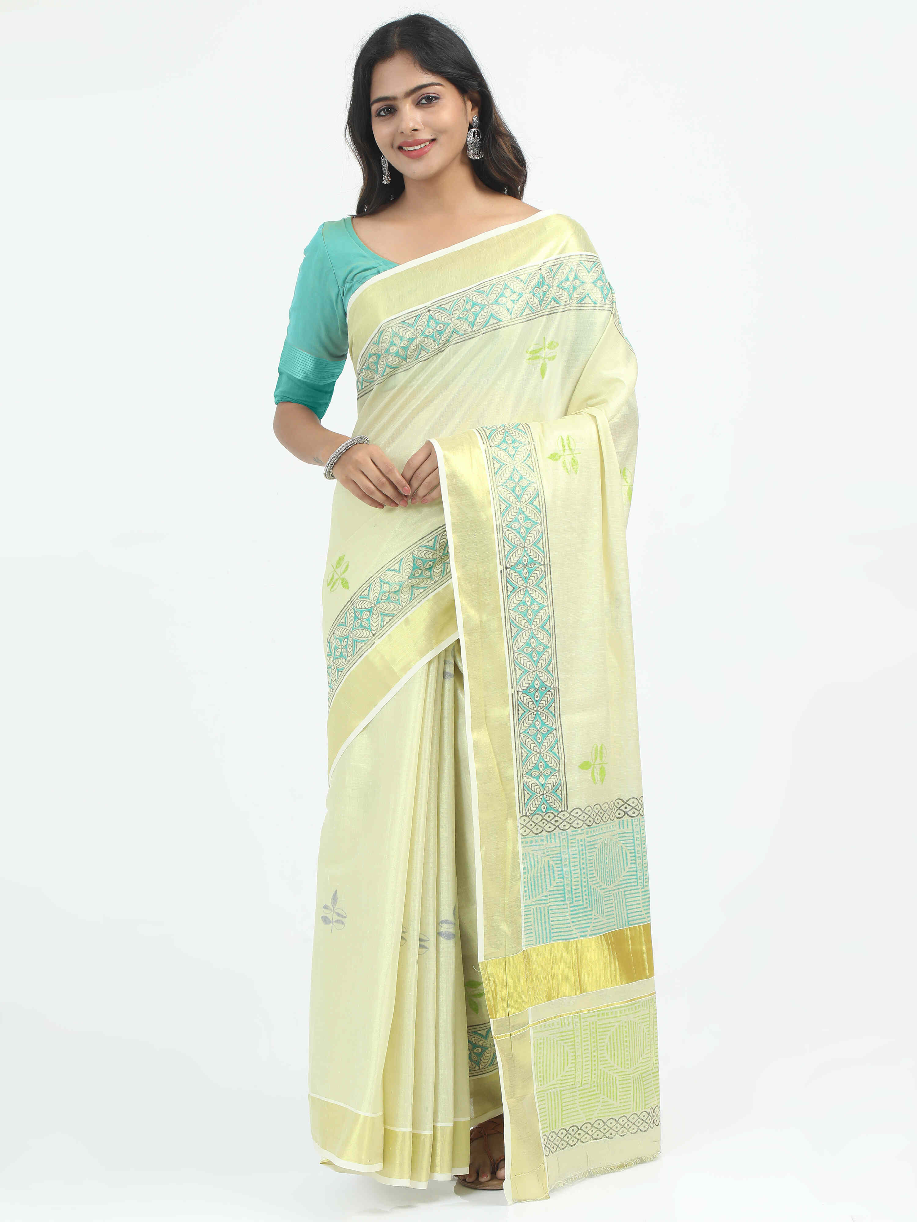 Abinaya Tissue Handprint Saree